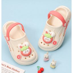Yellow Bee Rubber Bunny Applique Detailed Clogs - Pink & White-picture-15