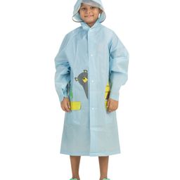 Yellow Bee Full Sleeves Teddy Bear Printed Hooded Raincoat - Blue-image-39