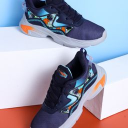 ABROS Colour Blocked Space Theme Designed Lace Up Shoes - Navy Blue & Mint Green-image-76