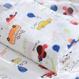 KASSY POP Kids Muslin Cotton Bath Towel, Blanket cum Swaddle, 105 X 105 cm, 1pc - Car Print-image-51