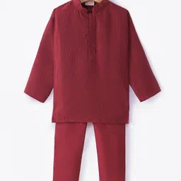 Ridokidz Full Sleeves Sequins Embellished Kurta & Pyjama Set - Maroon-picture-40