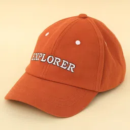 DukieKooky Cotton Explorer Text Embroidered Adjustable Baseball Cap - Rust Orange - Circumference 53 Cm-picture-31