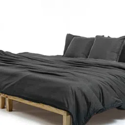 Zarf Charcoal 5 Pcs Microfiber Heavy Winter Double Bed Quilt With Pillow & Cushion Covers-18