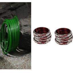 SOMIL Set Of 20 Green Alloy Artificial Stones and Beads Antique Bangles-image-78