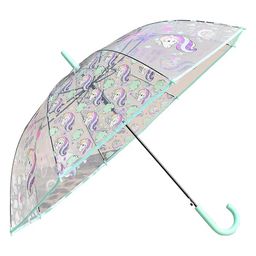 CHAATEWALA Keep Calm & Unicorn Printed Transparent Umbrella - Multi Colour image 3