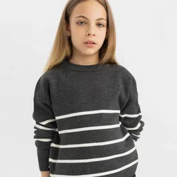 DeFacto Girls Striped Pullover-image-7