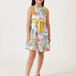 One Friday Girls Cotton Floral Printed Sleeveless A-Line Dress-picture-15