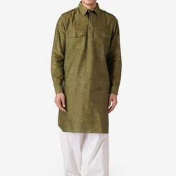 ZOIS Men Cold-Shoulder Sleeves Thread Work Kurta-image-97