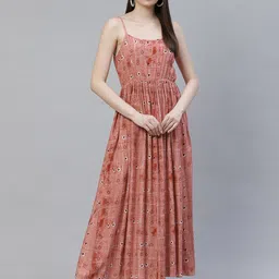 Meeranshi Brown & Red Floral Maxi Dress-image-44