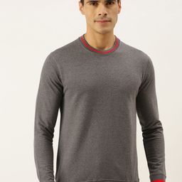 ARISE Men Grey Melange Pure Cotton Sweatshirt-image-96