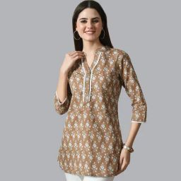 DECKEDUP Brown Cotton Printed Tunic-image-33