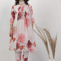 W White Printed Dupatta-78