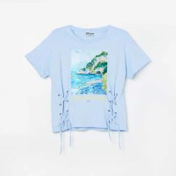 Fame Forever by Lifestyle Kids Blue Cotton Printed T-Shirt-image-34