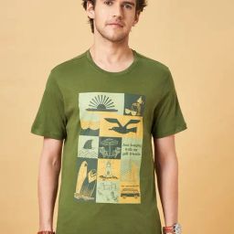 Urban Ranger by Pantaloons Sage Cotton Slim Fit Printed T-Shirt-image-71