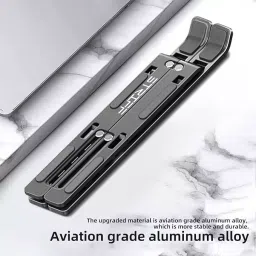 STRIFF Portable Laptop Stand Black Tabletop Mount With Angle Adjustment & Air Ventilation image 2