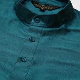 SOJANYA Men Teal Kurta with Pyjamas & Nehru Jacket image 5