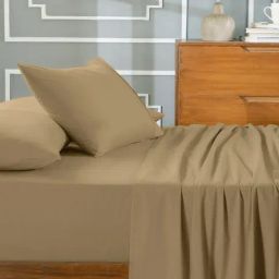 Maspar Brown Cotton Solid King Size Bedsheet with 2 Pillow Case-image-43