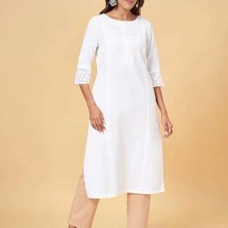 Rangmanch by Pantaloons Snow White Cotton Straight Kurta-picture-36
