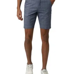 Peter England Blue Slim Fit Checks Shorts-picture-29