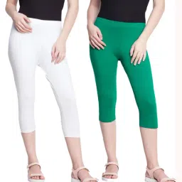 Dollar Missy White & Green Cotton Capris (Pack  of 2)-image-49