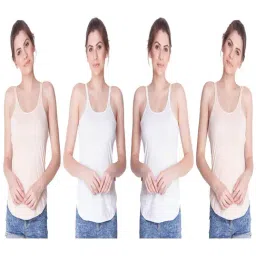 Dollar Missy White & Beige Cotton Camisole (Pack of 4)-image-96