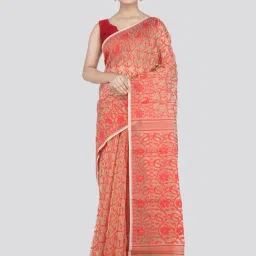 Pinkloom Beige & Red Cotton Woven Saree-picture-14