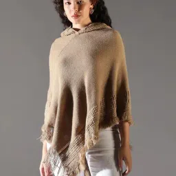 showoffff Showoff Beige Acrylic Regular FitPoncho-picture-7