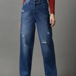 showoffff SHOWOFF Blue Cotton Solid Mid Rise Jeans-picture-4