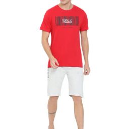 Masculino Latino Red Regular Fit Printed Nightwear Set-image-14