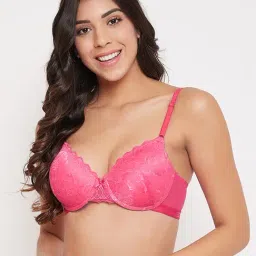 Clovia Pink Full Coverage Under-Wired Bra-image-25