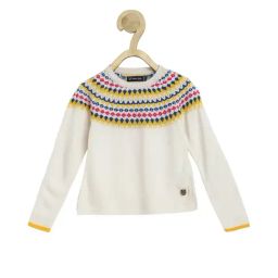 Allen Solly Kids Cream Self Design Full Sleeves Sweater-image-81