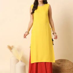 Meeranshi Lemon Yellow Straight Kurta-image-55