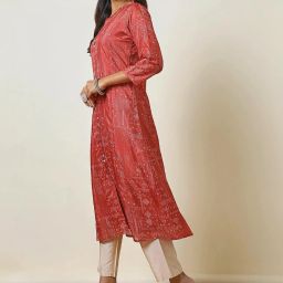 Soch Rust Printed A Line Kurta image 4
