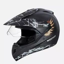 Studds N12 Matt Black Large (580 mm) Off Road-Full Face Helmet, Motocross D4 Decor With Visor-image-52