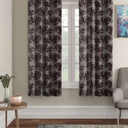 Romee Coffee Brown Polyester Floral Curtains and Sheers-image-86