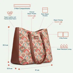ZOUK Mughal Art Multicolor Printed Tote Handbag image 4