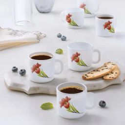 Larah by Borosil White Ceramic Tea & Coffee Mug - Set fo 6 100ml-18