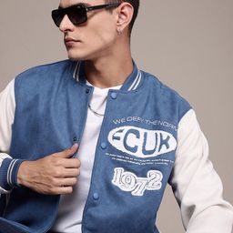 FCUK Brand Logo Embroidered Stand Collar Bomber Jacket-picture-55
