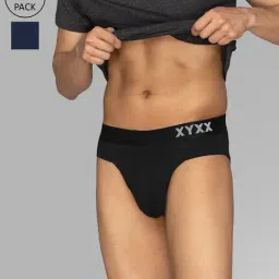 XYXX Black & Navy Cotton Briefs - Pack of 2-image-31