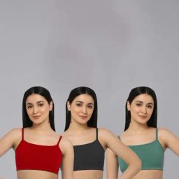 AROUSY Black & Red Cotton Beginner's Bra - Pack Of 3-picture-31