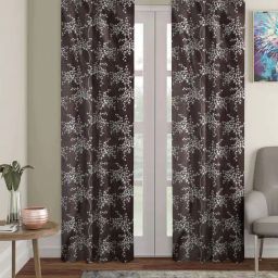 Romee Coffee Brown Polyester Floral Curtains and Sheers-19