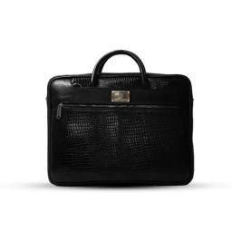 Arista Vault Black Animal Effect Medium Leather Laptop Bag-image-13