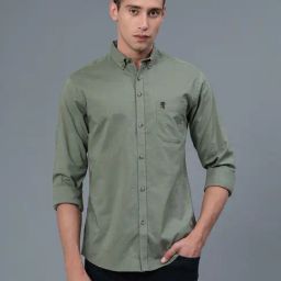 Red Tape Olive Cotton Regular Fit Shirt-image-8