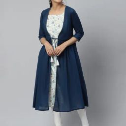 Aurelia Blue & White Cotton Printed Kurta-image-32