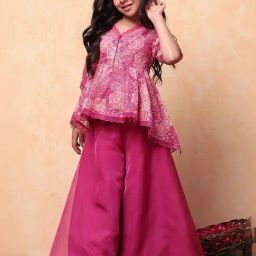 Biba Girls Pink Printed Kurta set-image-25
