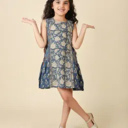 Fabindia Kids Blue Printed Dress-picture-29