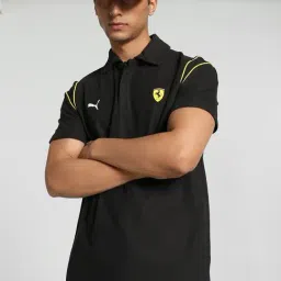 Puma Scuderia Ferrari Race MT7 Motorsport Black Cotton Regular Fit Sports Polos-image-97