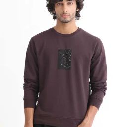 Rare Rabbit Maroon Regular Fit Graphic Sweatshirt-image-16
