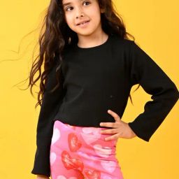 Anthrilo Girls Black Solid Full Sleeves Crop Top-image-14
