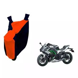 Auto Pearl Waterproof Two Wheeler Cover For Kawasaki Ninja 650 (Orange & Blue)-image-80